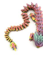 Mystic Dragon Collection in SMALL size, 3D printed with detailed craftsmanship and dynamic poses, measuring 35 cm in length in rainbow color