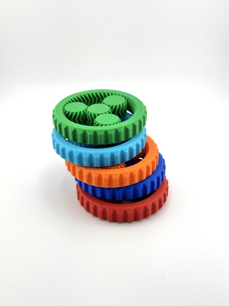 3D printed fidget spinners in various colors