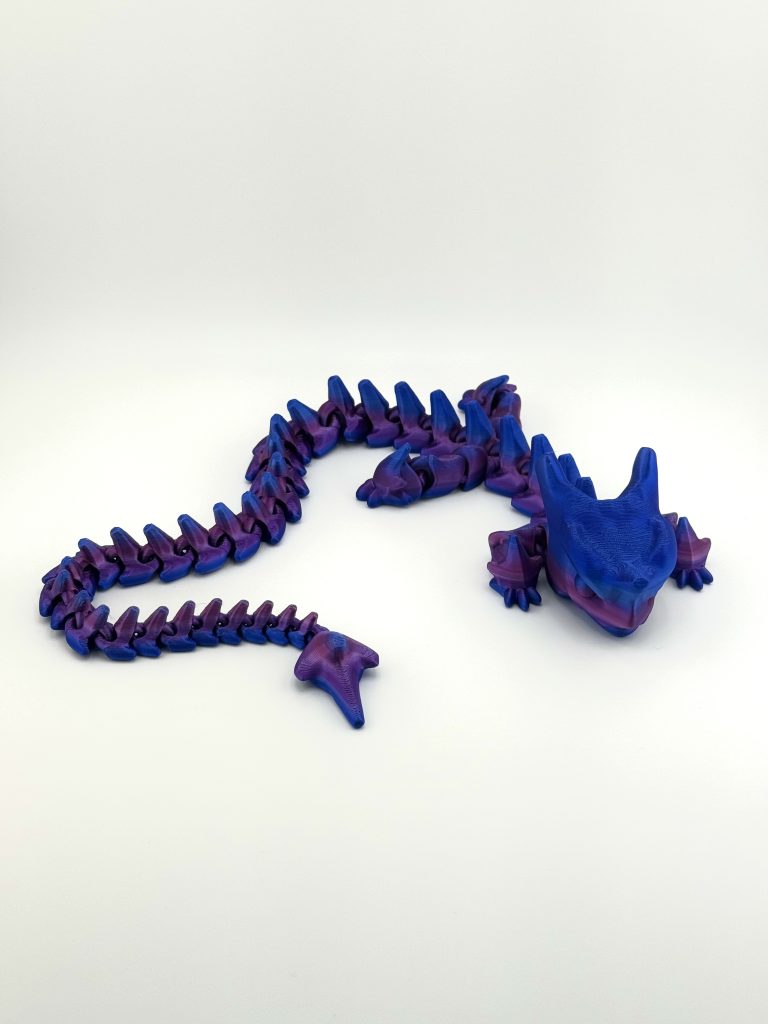 Mystic Dragon Collection in Large size, 3D printed with detailed craftsmanship and dynamic poses, measuring in 50 cm in cobalt-purple.