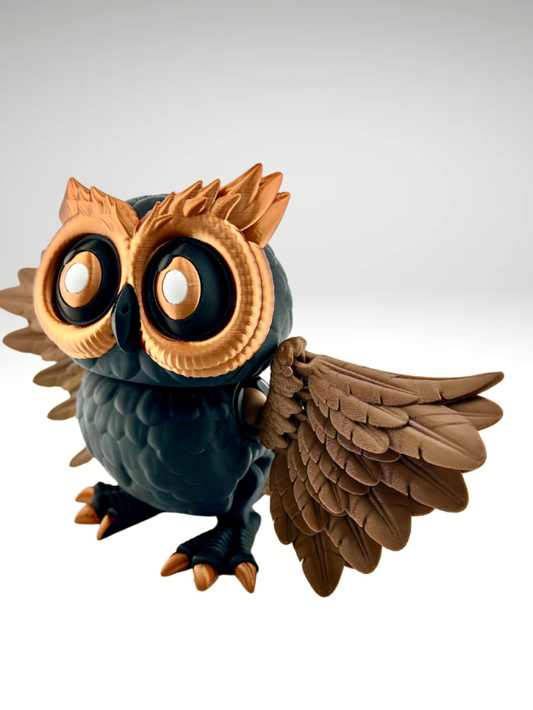 3d-printed-owl-black-and-bronze