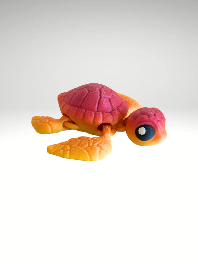 3D-Printed gradient-colored-turtle-with-a-bright-rainbow-shell-set-on-a-neutral-surface.