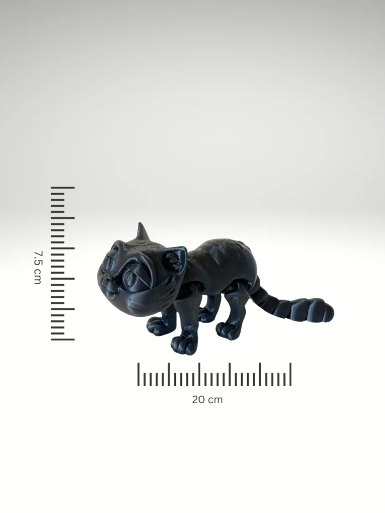 3D-printed-cat figurine-with-movable-hands-and tail.