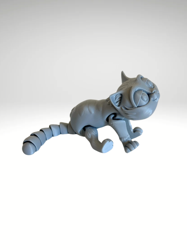 3D-printed-cat figurine-with-movable-hands-and tail.