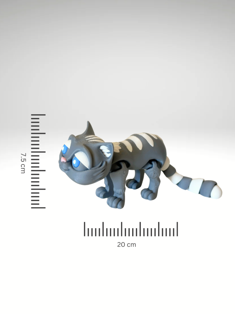 An-articulated-dual-color-3D-printed-cat-figurine-in-gray-and-white-featuring-movable-hands-legs-and-tail-with-a-sleek-playful-design