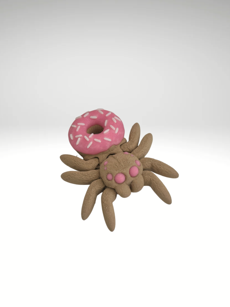 A-3D-printed-spider-figurine-with-a-donut-shaped-body-combining-playful-design-and-quirky-charm.