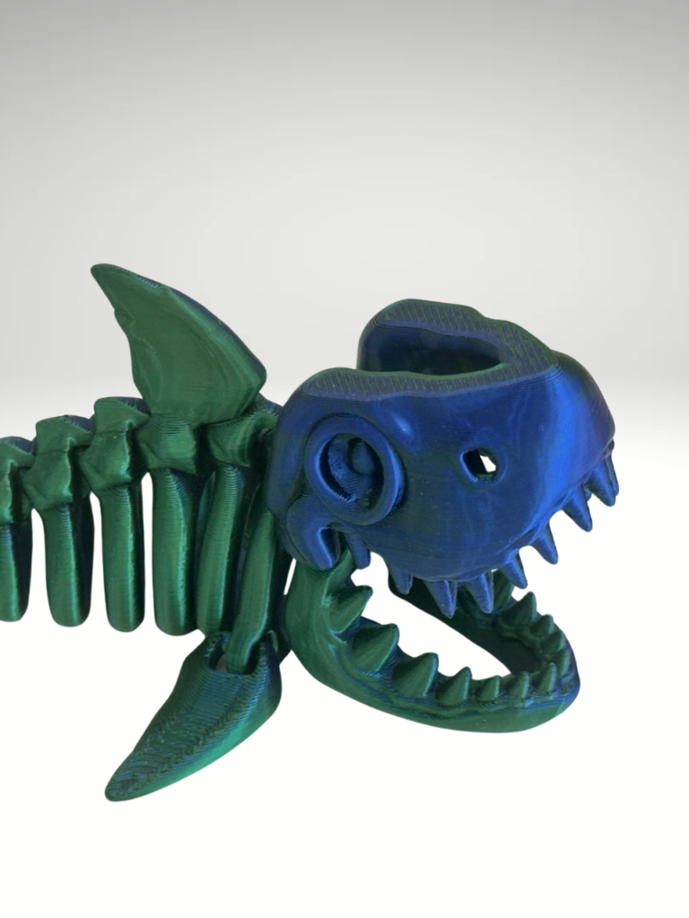 A-3D-printed-shark-skeleton-figurine-with-intricate-details-and-a-sleek-realistic-design.